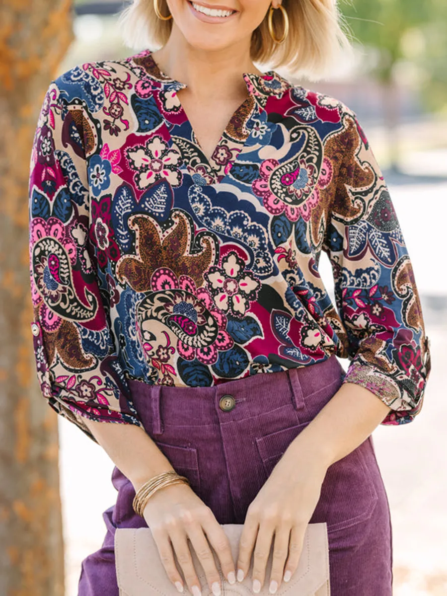 Wine Red Paisley Blouse