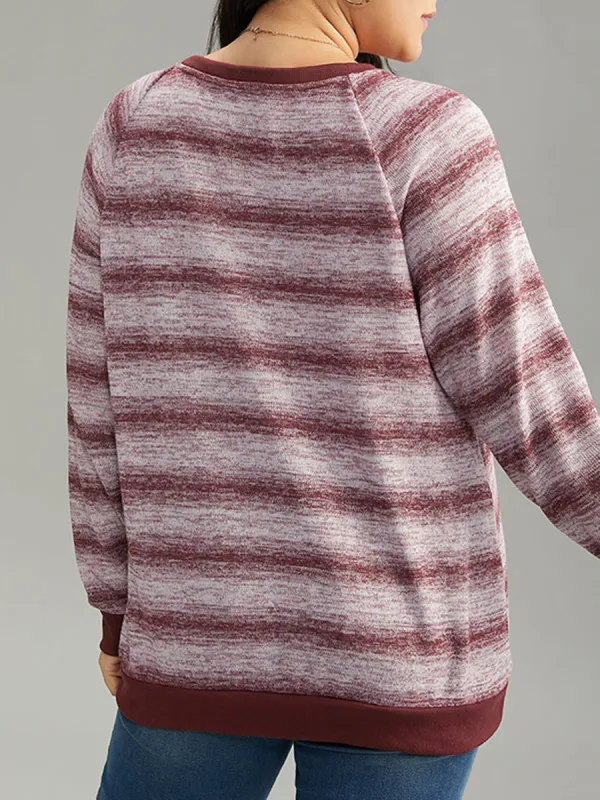 V-neck long sleeve striped print top