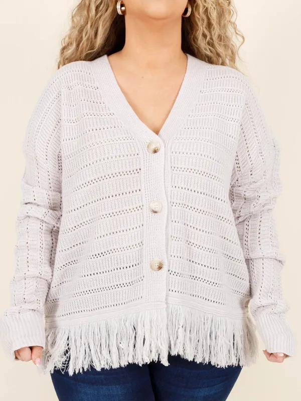 Tassel knitted hollow out sweater cardigan