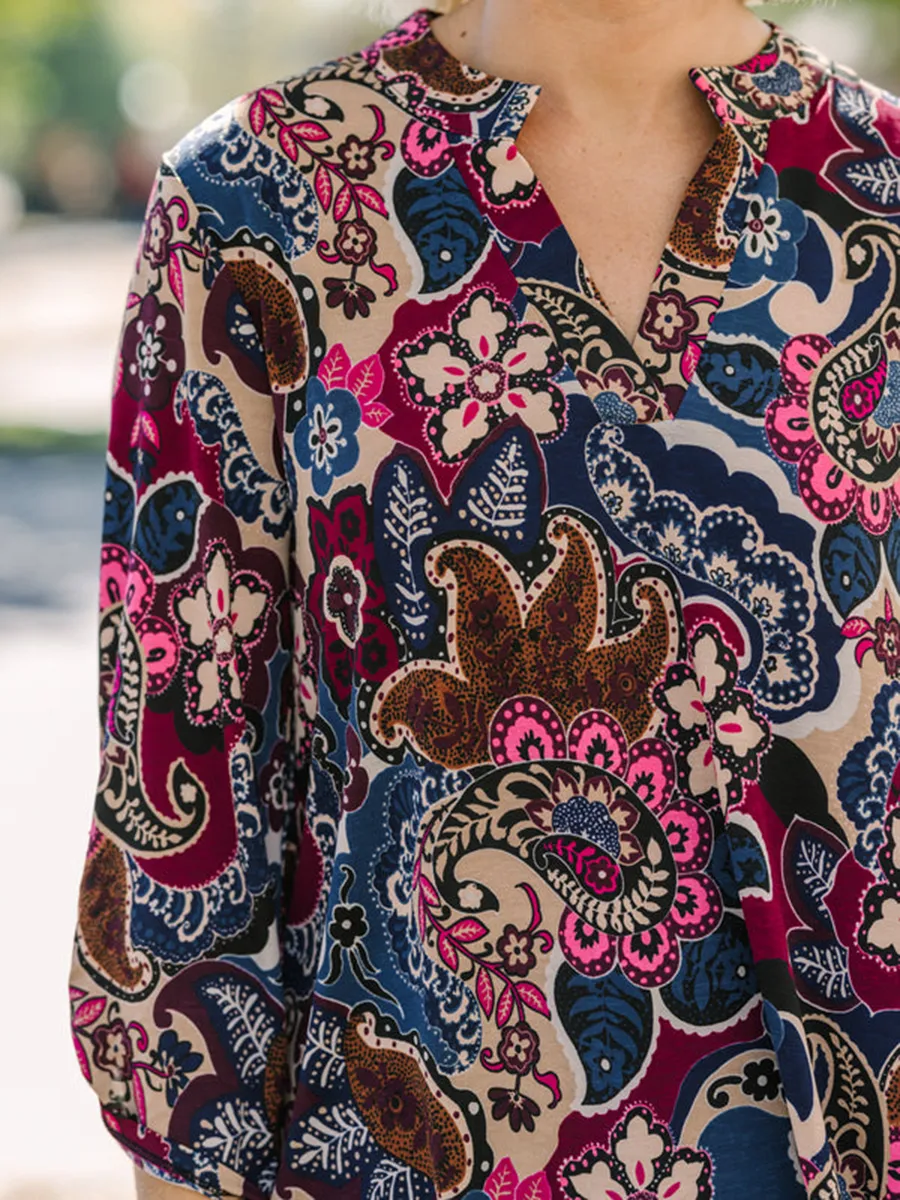 Wine Red Paisley Blouse