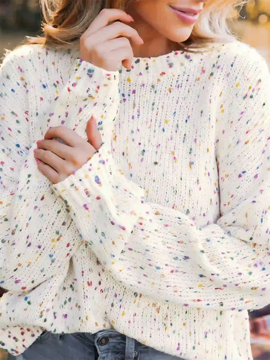 Rainbow Pom Pom Drop Sleeve Sweater
