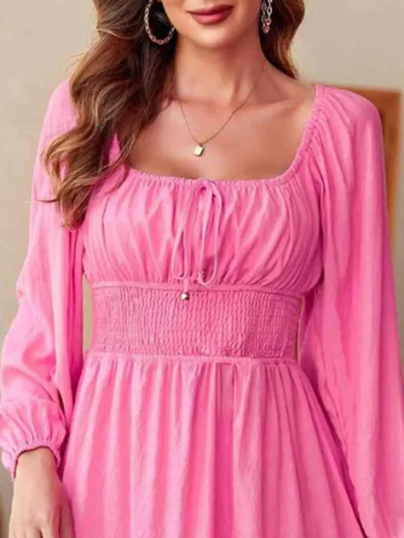 Women's pink bubble sleeved dress