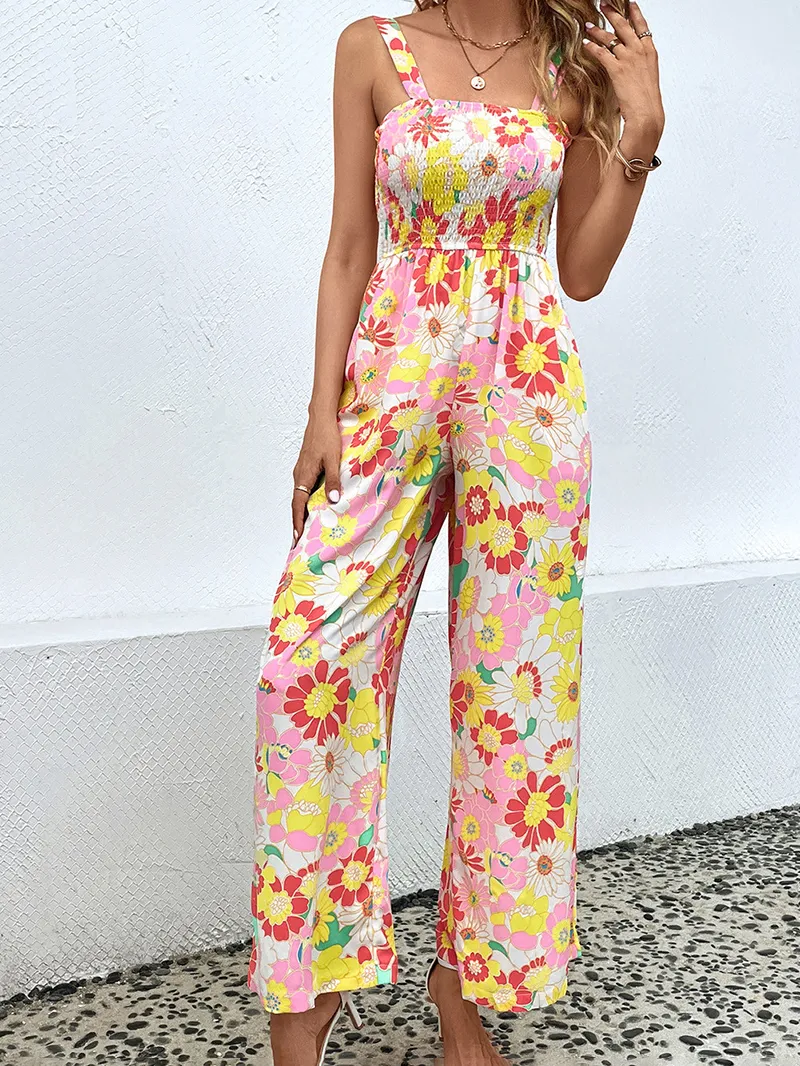 Vacation floral casual jumpsuit