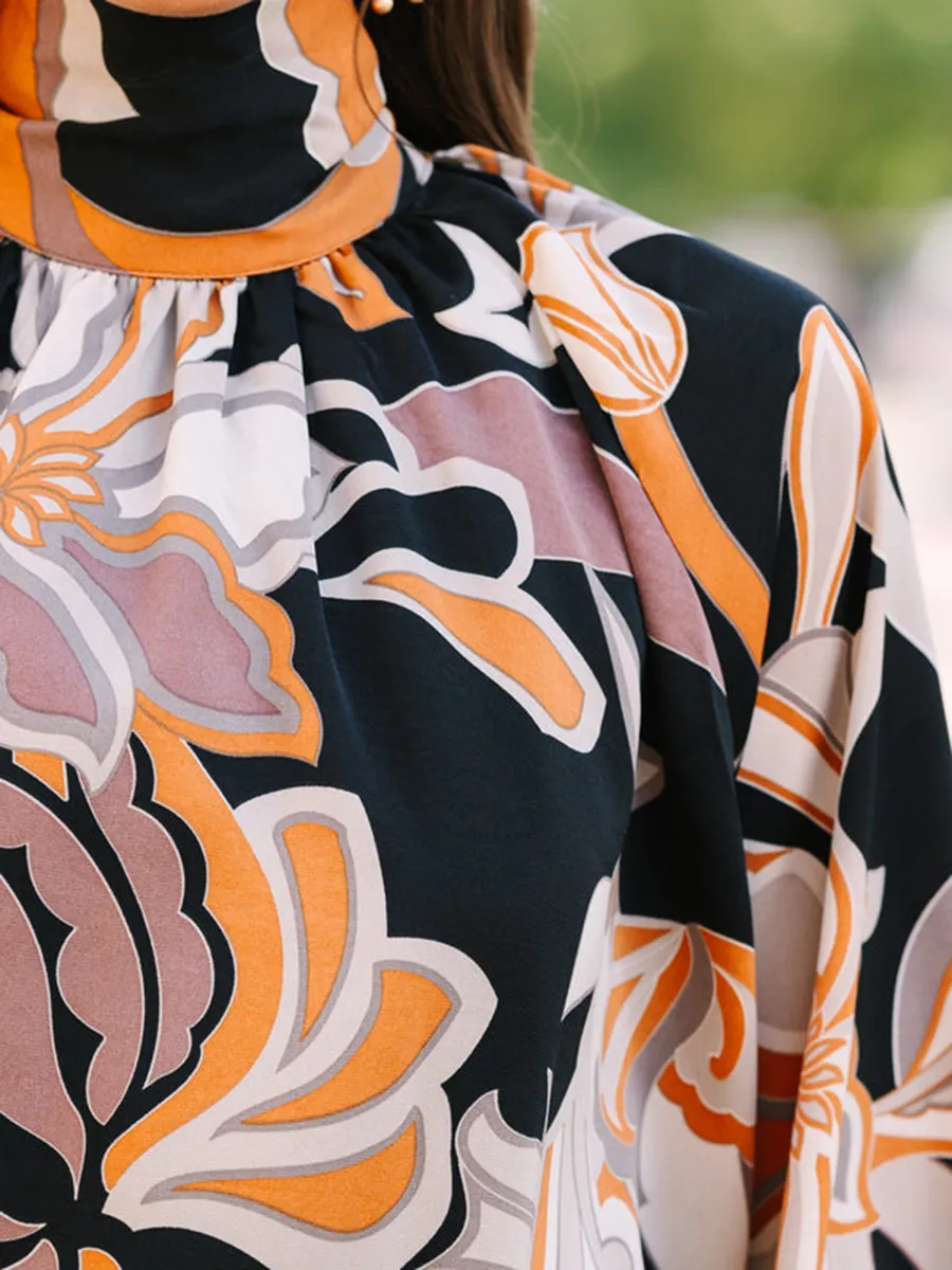 Black Floral Abstract Blouse