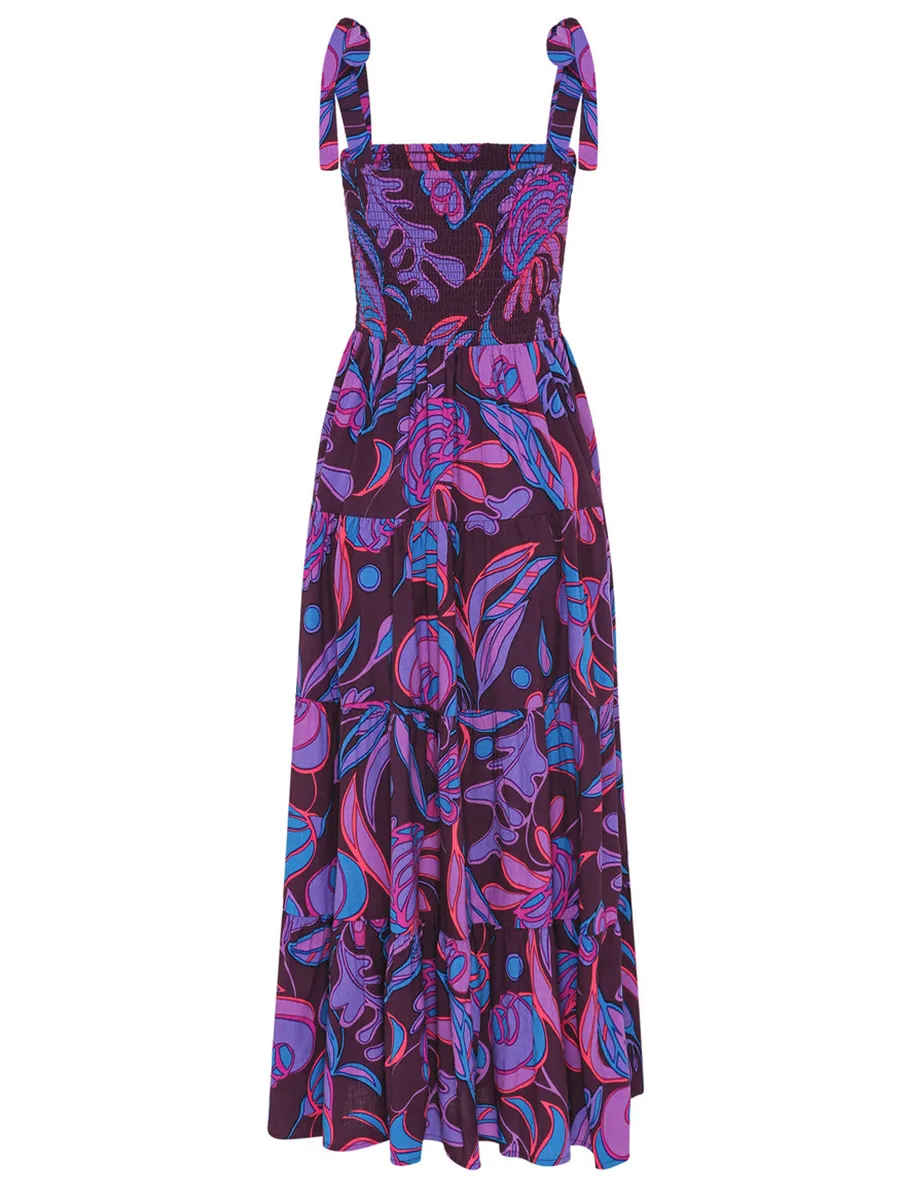 Women's purple print holiday color patchwork dress