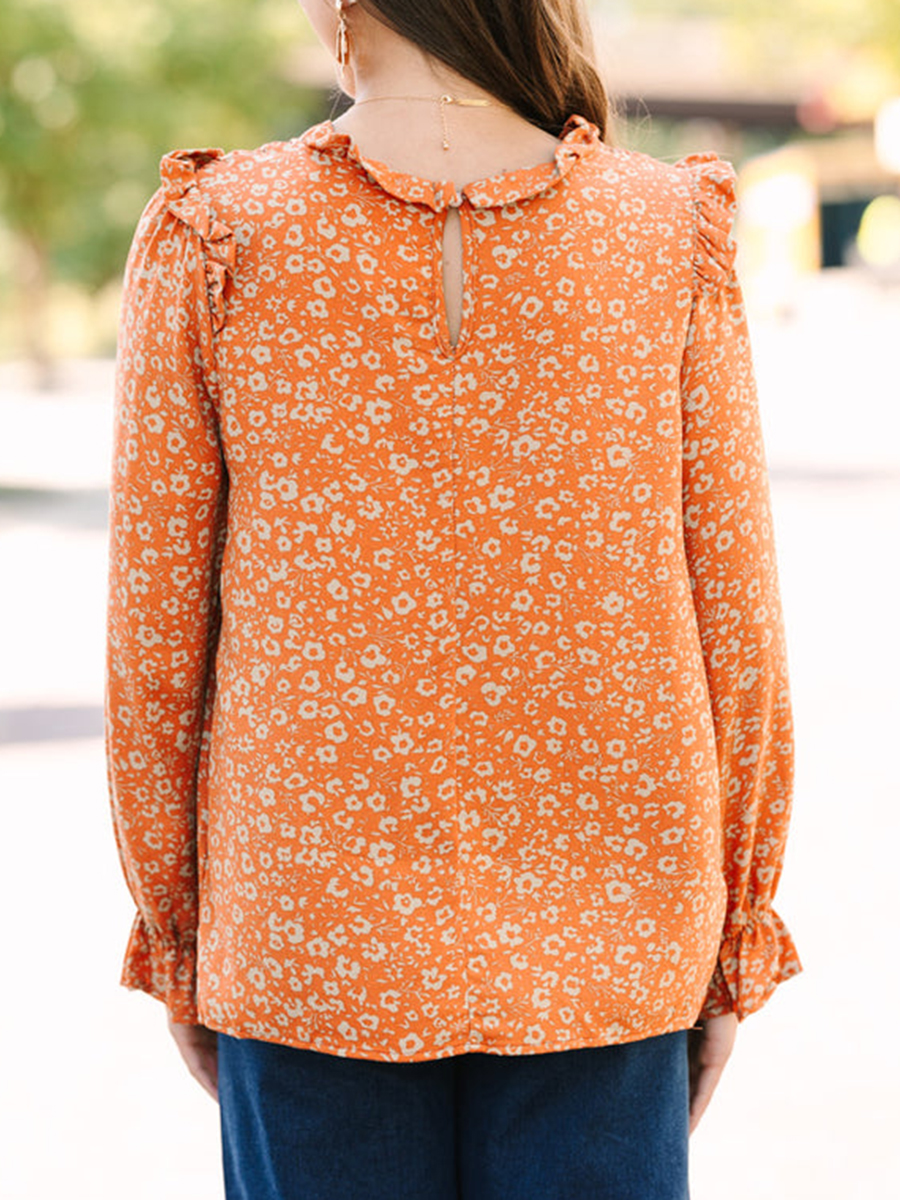 Rust Orange Floral Shirt