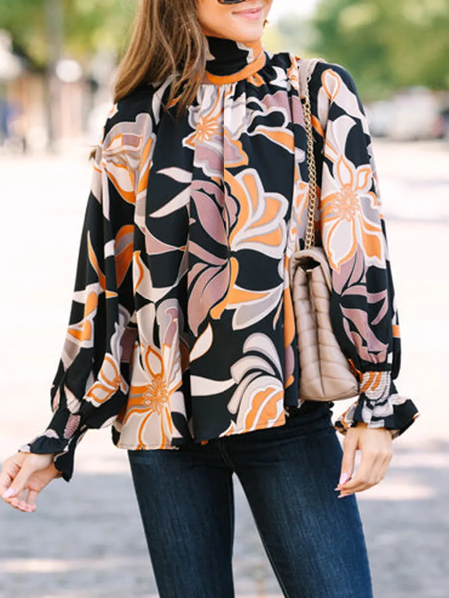 Black Floral Abstract Blouse