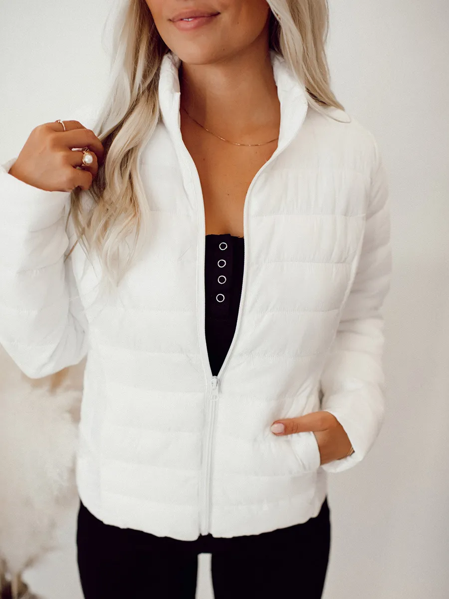 White dark patterned down jacket