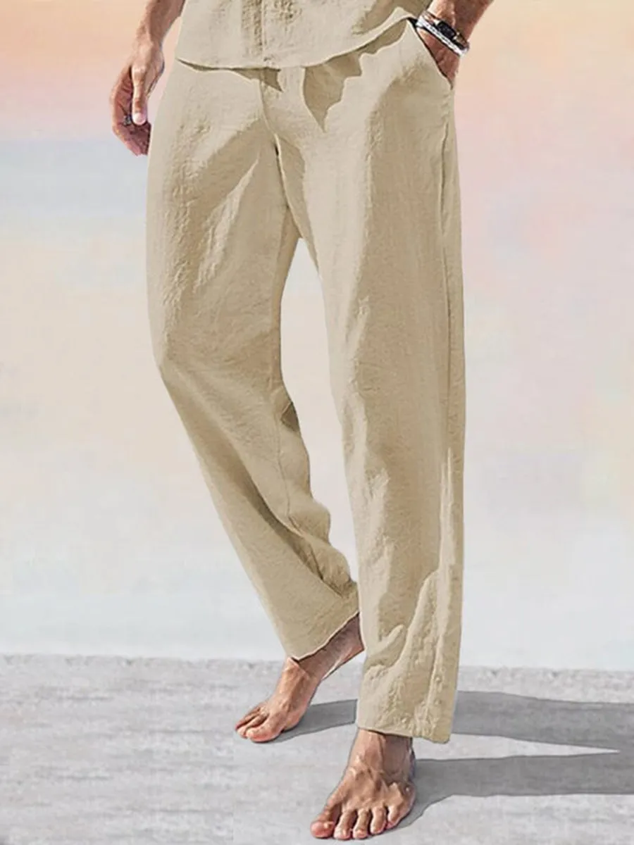 Men's breathable cotton and linen comfortable trousers