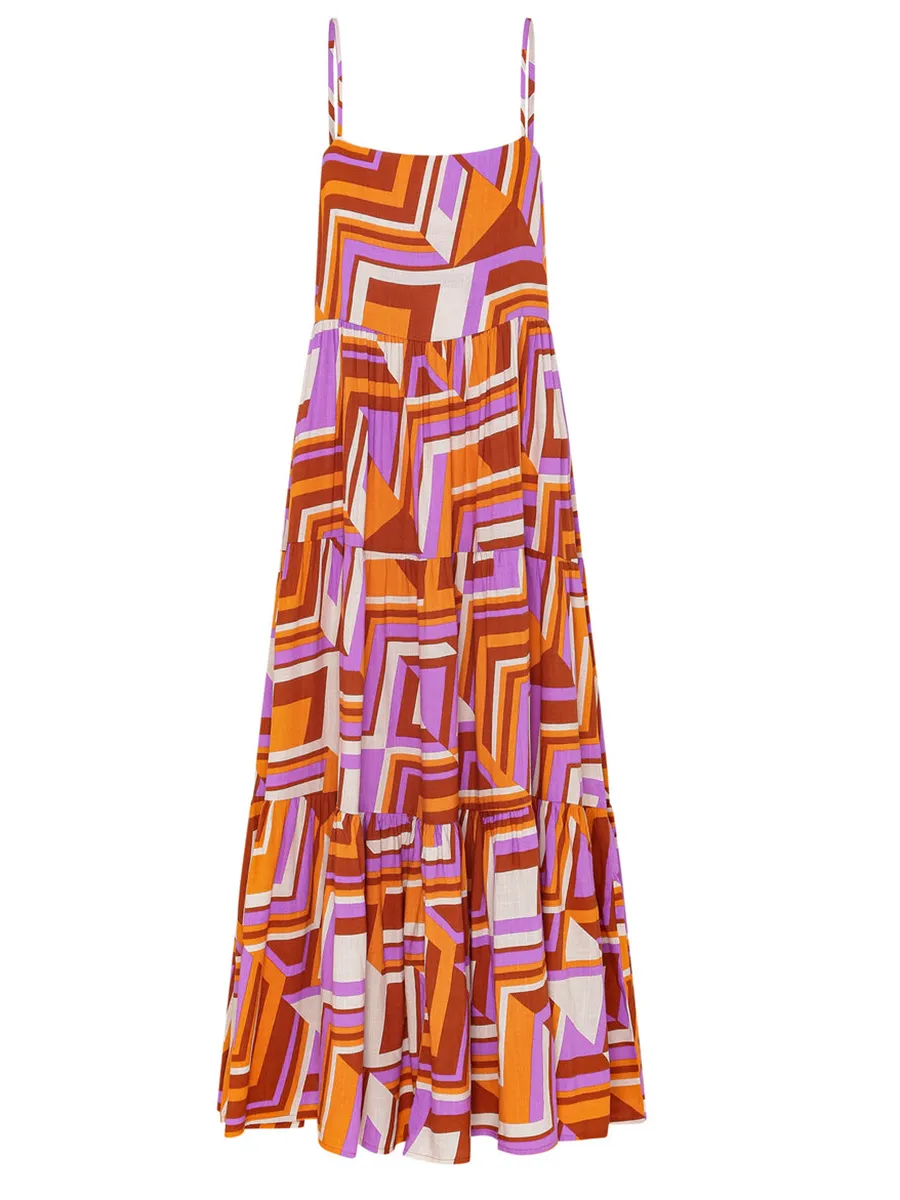 Women's halter holiday geometric print dress
