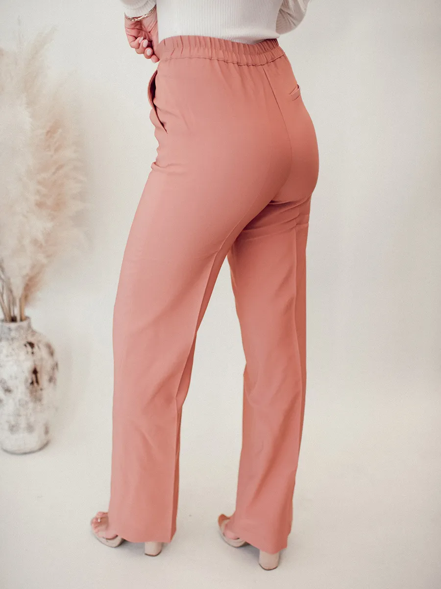 Pink straight suit pants